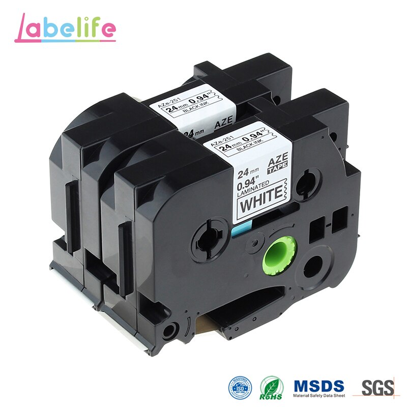 Labelife 24mm black on white TZe251 TZ251 TZe-251 TZe 251 compatible tape for p touch label tape