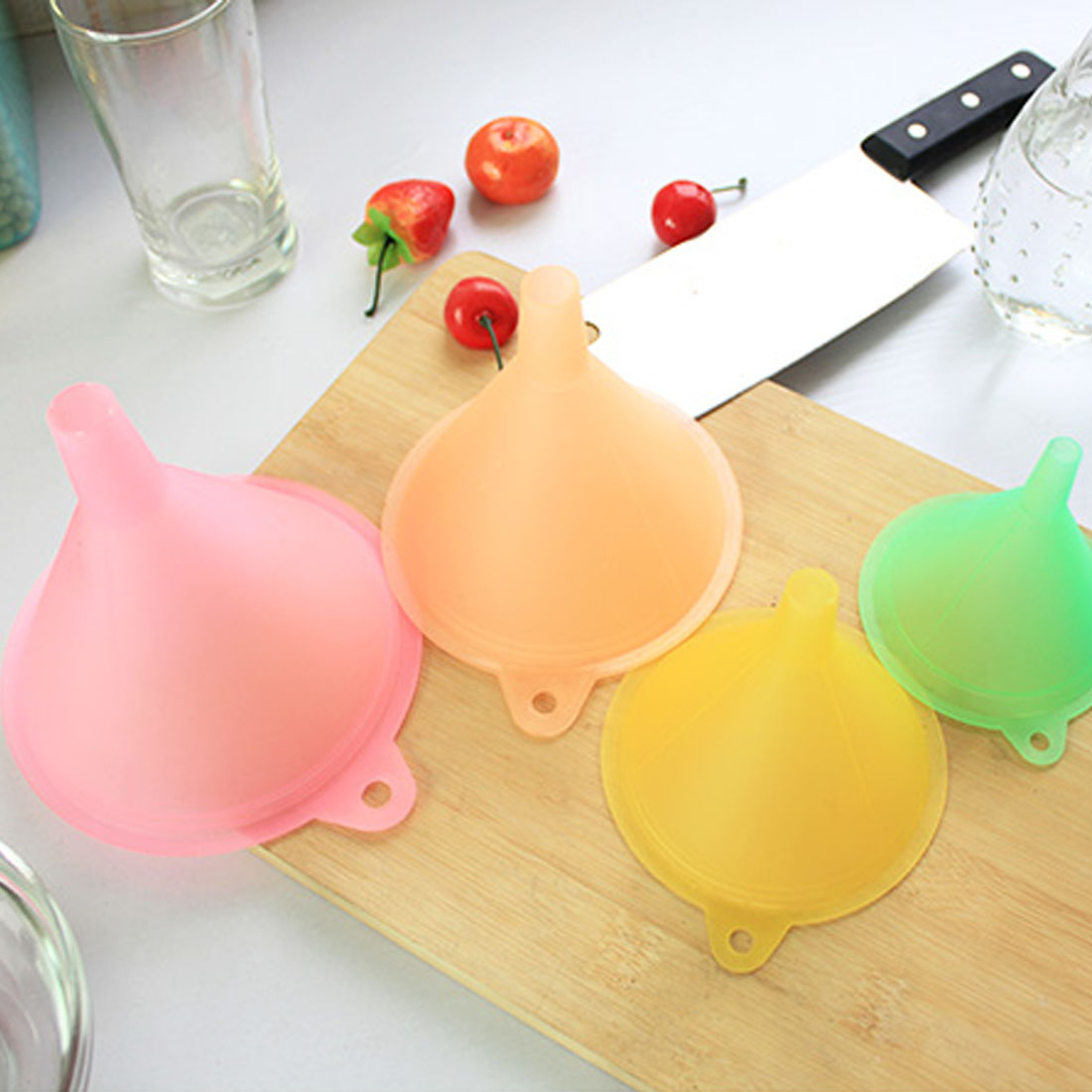 Colorful Plastic Funnel Small Medium Large Variety Liquid Oil Kitchen Set