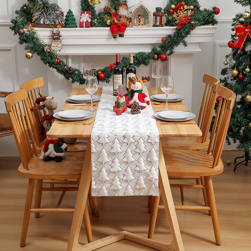 3D groene kerstboom tafelloper, verdikte pailletten kerstevenement feestdecor eettafel woondecoratie rood wit