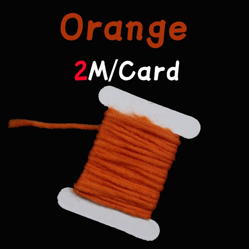 WIFREO 14 Colors 3mm/2M Fly Tying Yarn Egg Fly Tying Material Buzzer Nymph Body Tail Tying Fiber Fly Body Decorating Wool: 1 card orange