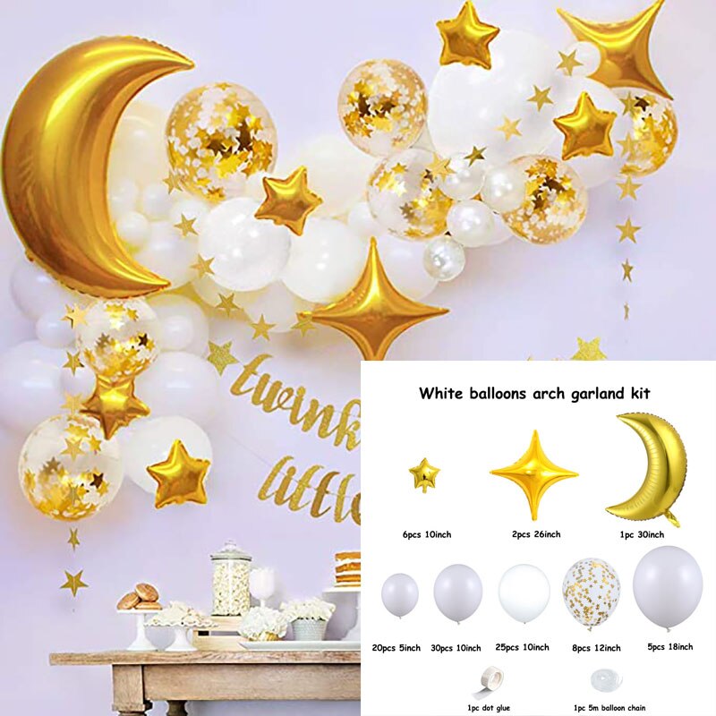 Pink blå bue guirlande ballon kit star moon folie balloner bryllup fødselsdag baby shower fest indretning forsyninger luftkugler globos: Sæt 4