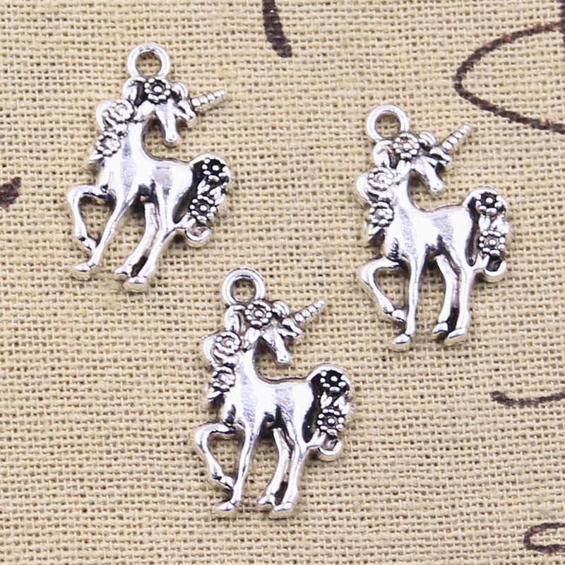 12Pcs Charms Paard Eenhoorn 23X15Mm Antiek Zilver Plated Hangers Maken Diy Handgemaakte Tibetaans Zilveren Kleur vinden Sieraden