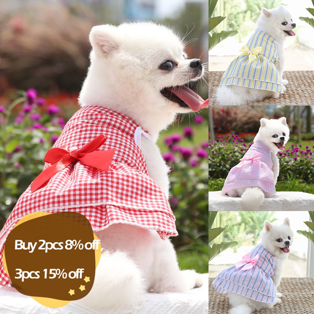 Pet Skirt Dogs And Cats Plaid Dress Skirt Bow Tie Skirt Dog Dress Cute Pet Clothing Pets Puppy Medium Large Dog