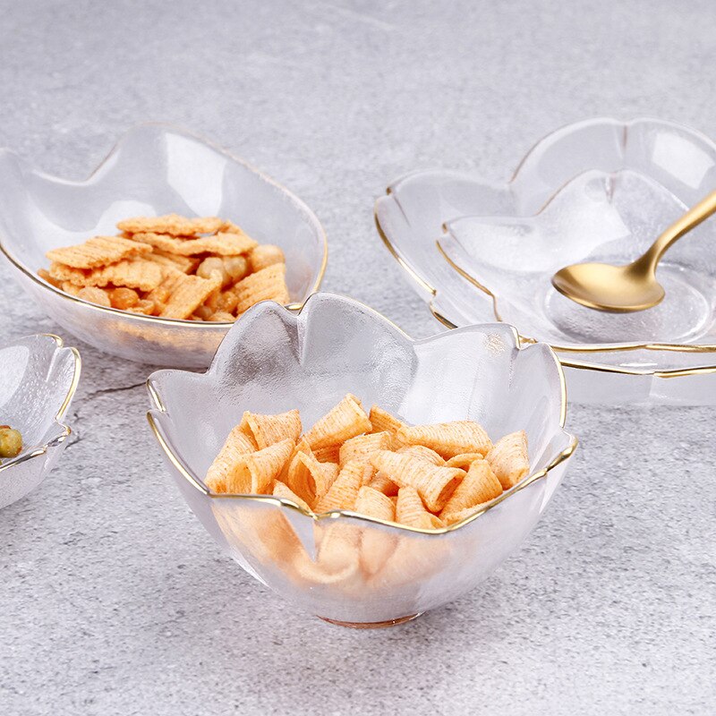Japanese Style Cherry Blossom Dish Handmade Transparent Glass Snack Dip Bowl Matte Phnom Penh Dish Household Tableware