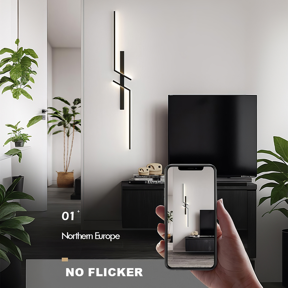 Nowoczesna zdalnie ściemniana lampa ścienna Led minimalistyczna sypialnia nocny kinkiet ścienny oświetlenie Led telewizor do salonu Sofa tło