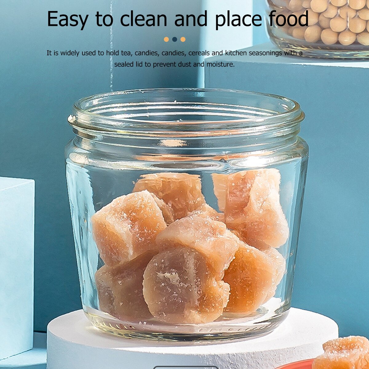 1 Set 2pcs Glass Sealed Storage Can Bird's Nest Cup Food Storage Container Grain Jar for Home Office Kitchen