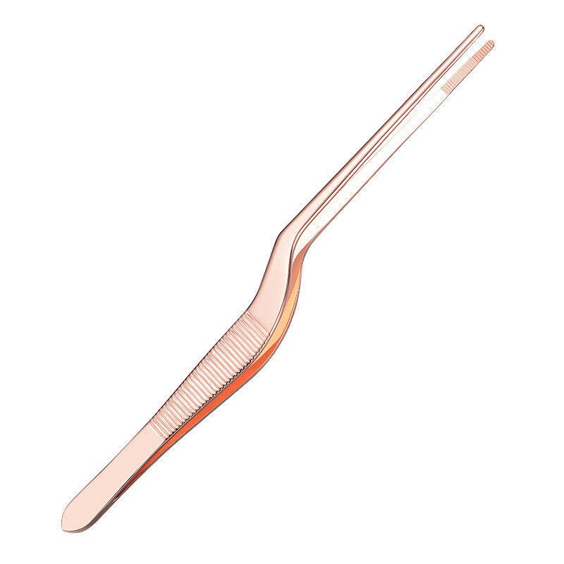 5.47inch Mini Chef Plating Tweezer Tongs Serving Presentation Stainless Steel Offset Chef Kitchen Tool 13.9cm: Rose gold