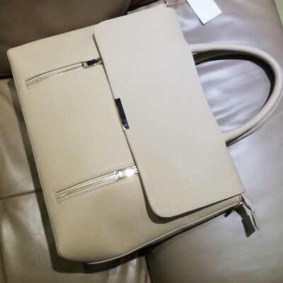Mallette en Cuir Femme affaires sacs de bureau pour femmes sac de travail 13.3 "pochette d'ordinateur Bolso Trabajo Mujer Cartable Cuir Femme: Beige