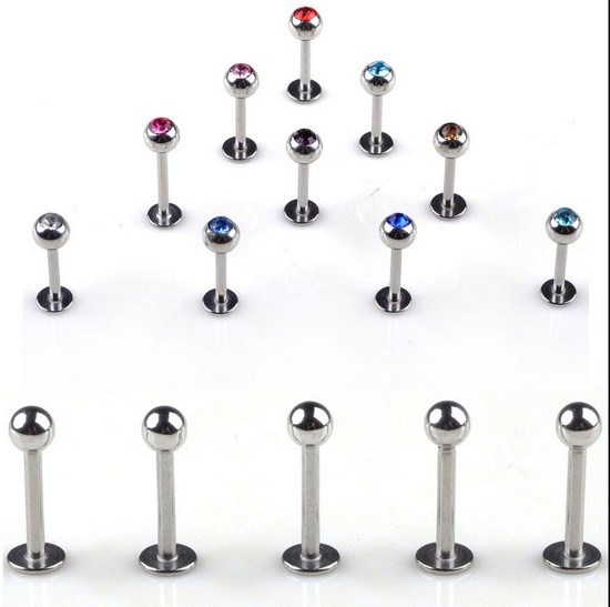 10pc 1.2*8*4mm Ball 16G Labret Lip Chin Ring Bar Stud Stainless Steel Tragus Body Piercing Punk Eyebrow Nose Barbell Rings