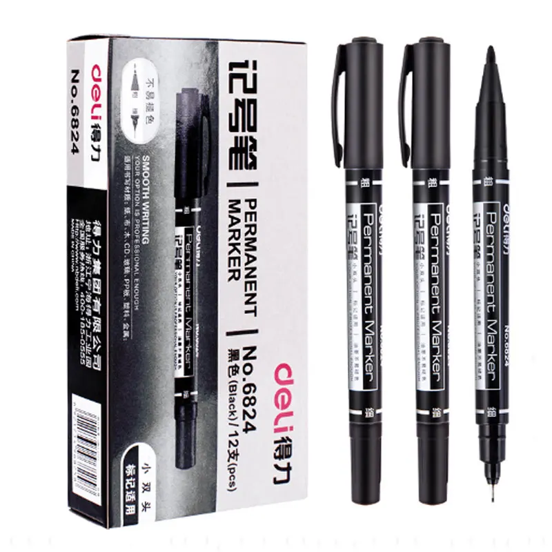 9pcs/Set Permanent Paint Marker Pen Oily Waterproof Black Pens for Tyre Markers Quick Drying Signature Pen Stationery Supplies: 9 pcs black