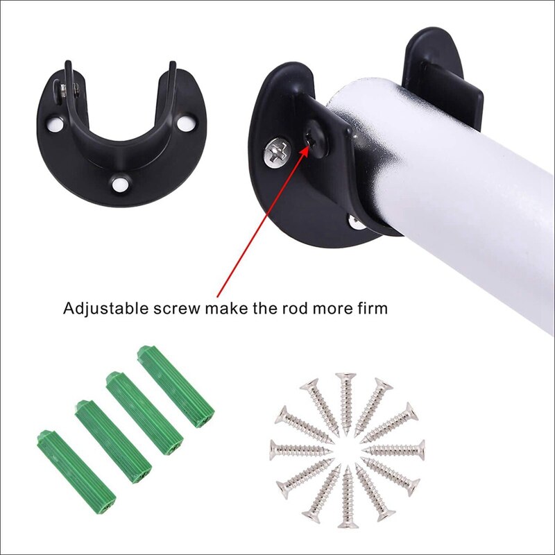 Stainless Steel Hanger Rod Bracket U-Shaped Open Socket Bracket Shower Curtain Rod End Support Flange