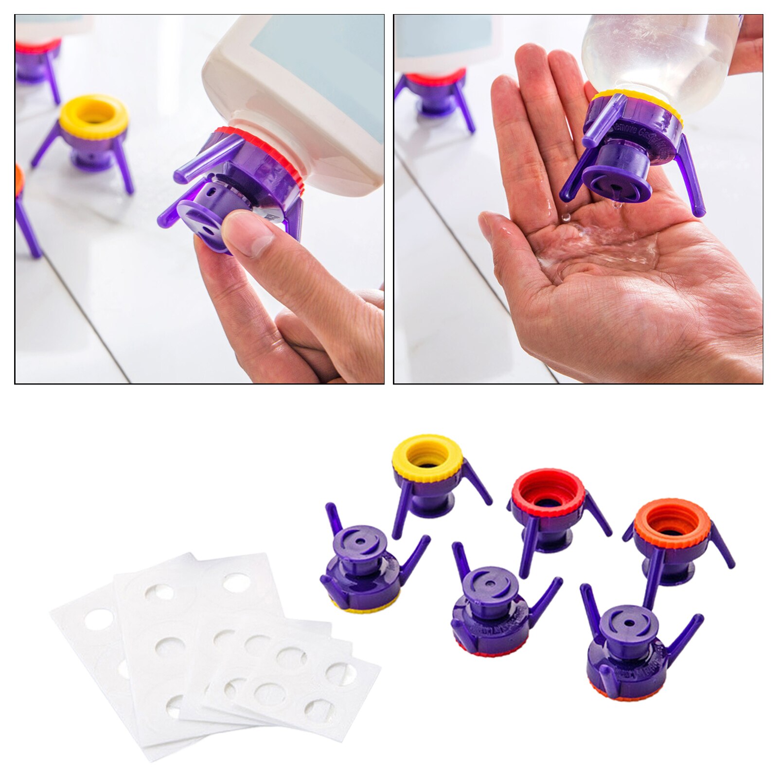 6-Pack Shampoo Bottle Cap -it Inverted Caps Prevents Waste for Kitchen