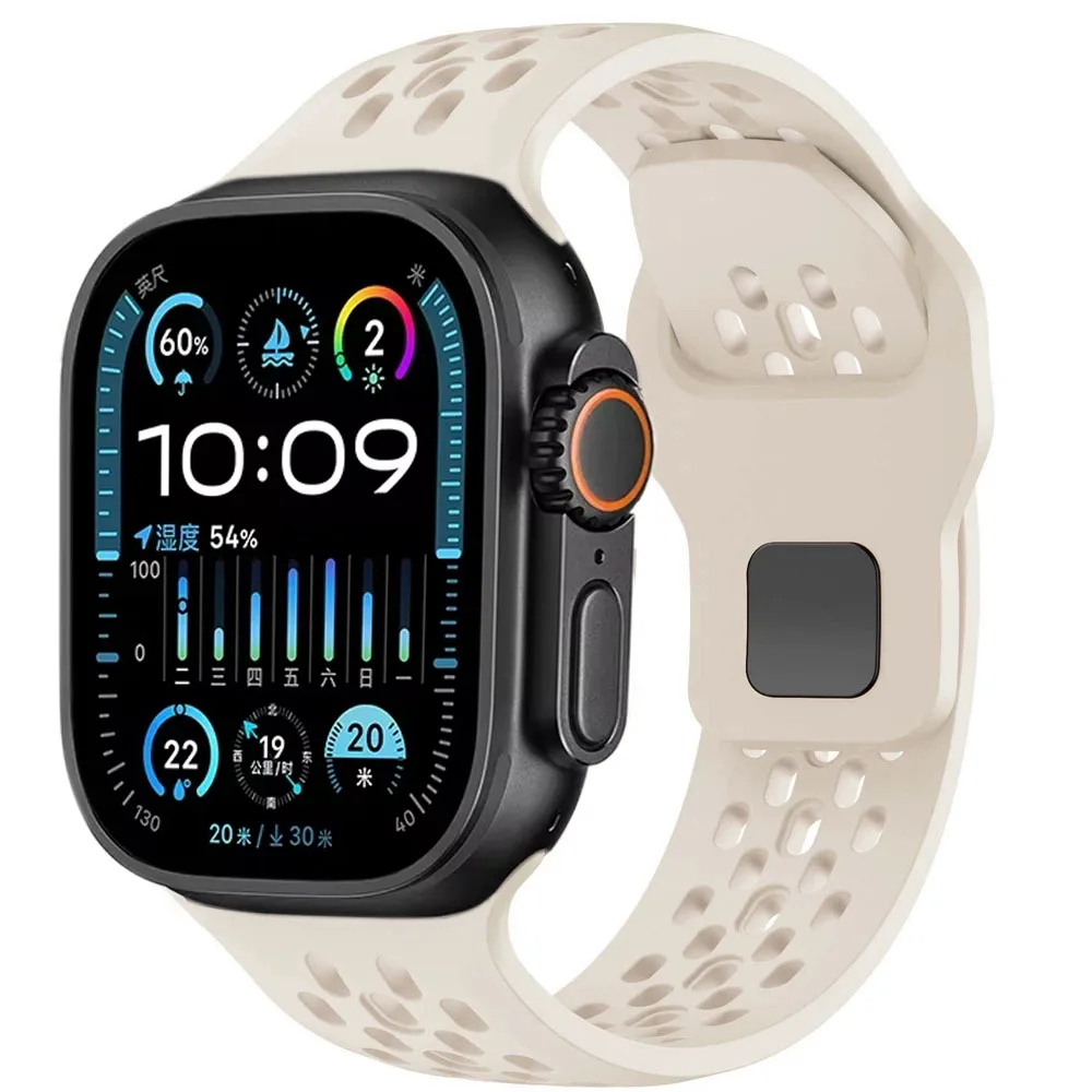 Sports silikonerem til apple watch band 46mm 45mm 44mm 42mm 49mm 41mm 40mm armbånd iwatch serie 10 ultra 9 8 7 6 5 4 se: Blå hvid / 12mm