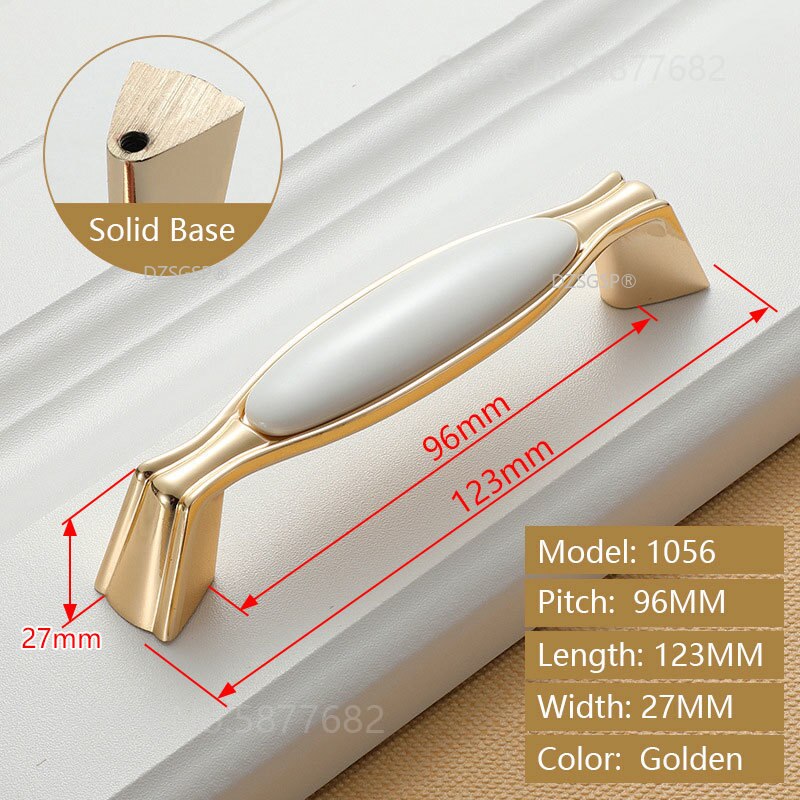 Closet Wardrobe Pull Zinc Alloy Ceramic European Gold Ivory White Diamond Cabinet Kitchen Knob Drawer Cupboard Handle: 1056-96