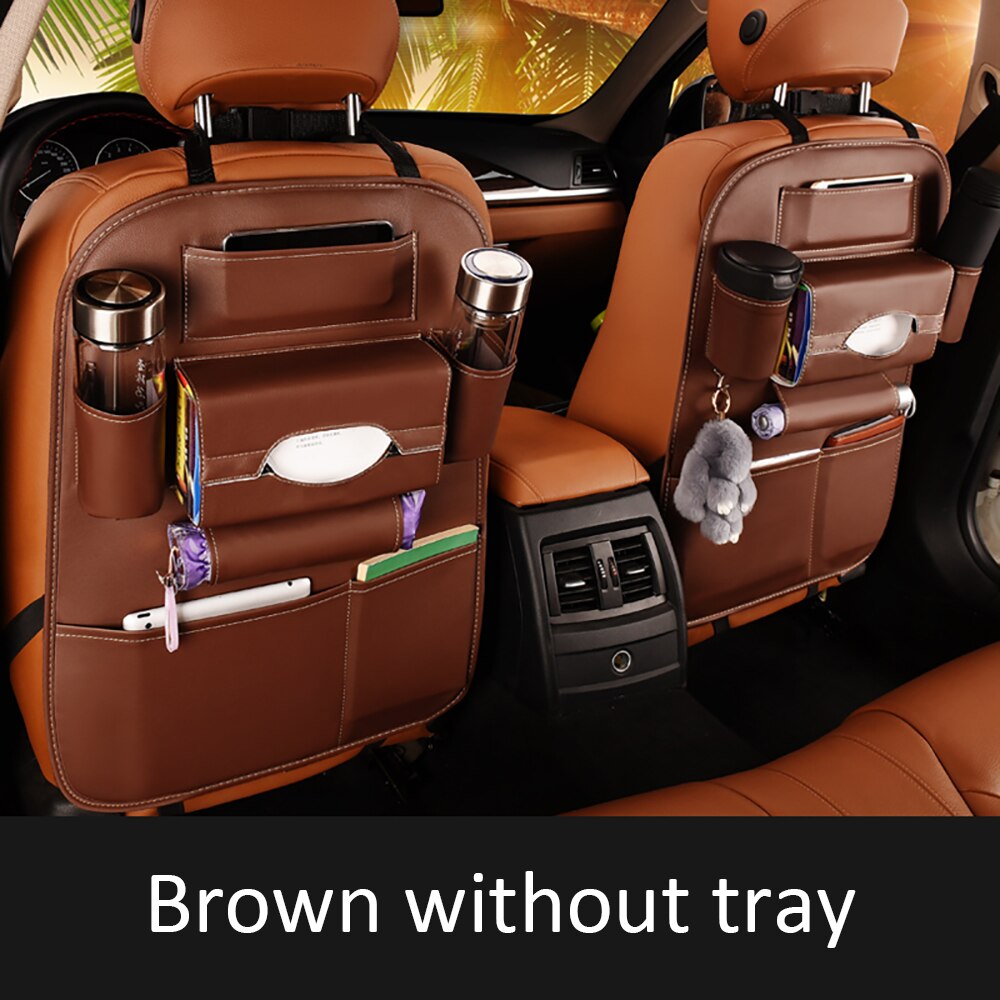 car Bag car organizer bag car seat storag seat back organizer foldable bag tray travel storage car organizer storag bag: brown2