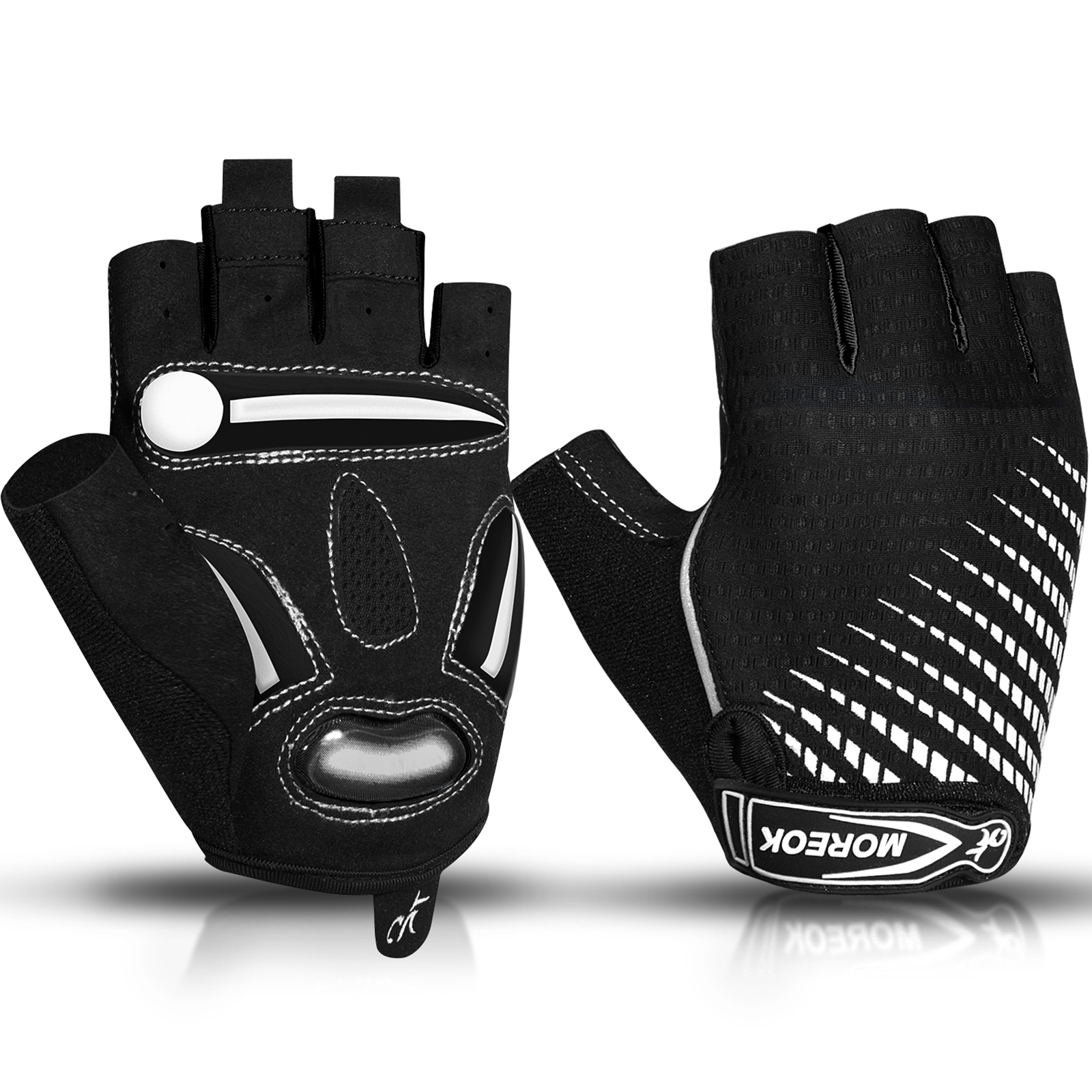 MOREOK Cycling Gloves 5MM Gel Shock-absorbing Bike Gloves Half Finger Breathable MTB Mountain Road Bike Bicycle Biking Gloves: WHITE / S