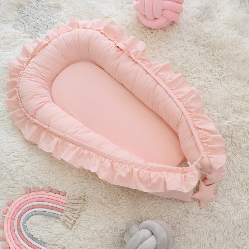 Removable Newborn Sleeping Nest Baby Beddings Set Soft Playpen Cot Co-sleeper Bassinet Crib Infant Cradle Mattress Cushion: Pink