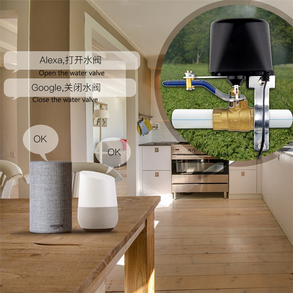 WIFI Zigbee Mobile APP Timing Switch Valve Smart Home Automation System Gas Water Control Valve for Alexa Google Home US EU