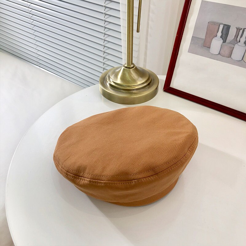 beret kobiety lato cienki oddychający jednolity kolor wszechstronny ośmiokątny kapelusz koreańnarty japońnarty brytyjski retro artysta kapelusz czapka kapitana: wielbłąd