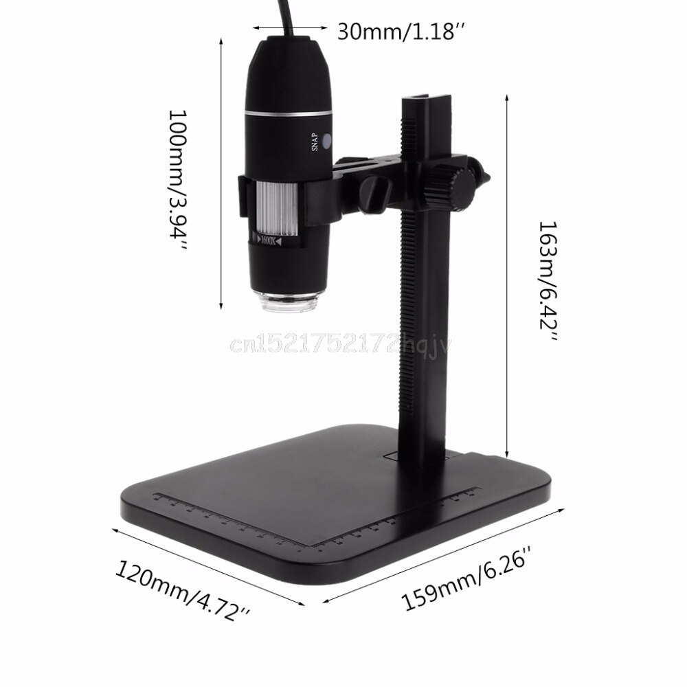 1600X 8LED USB Digital Microscope Handheld Electron Microscope with Measuring Ruler Bracket O17