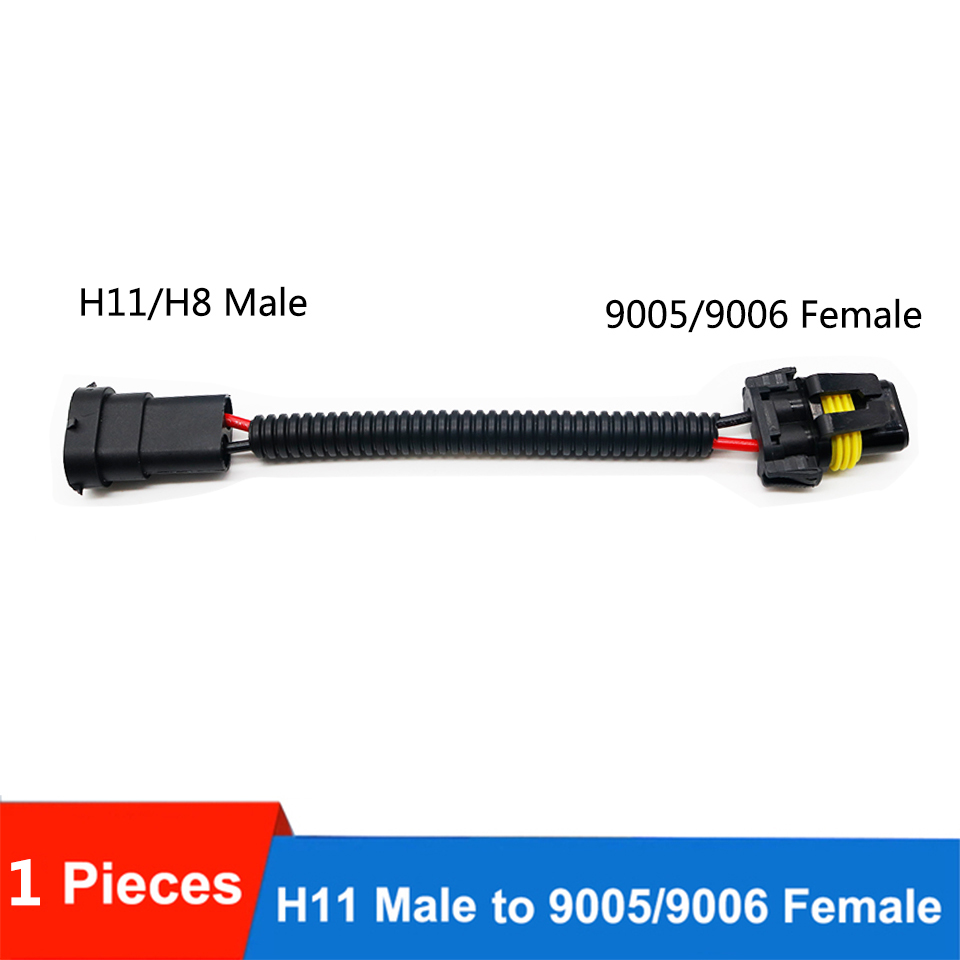 1PC H11 9005/9006 9007 H4 H13 adapter Male Female Conversion Connector Wiring Harness Headlight Fog Light Plug Cable Socket Wire: Silver
