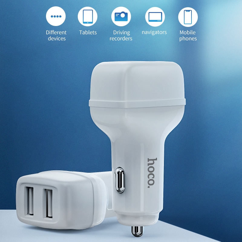 Hoco Dual Output Usb Car Charger Voor Iphone 11 Pro Xs 8 7 Plus Universele 5V2.4A Snel Opladen Adapter Voor samsung S9 S8 Oneplus