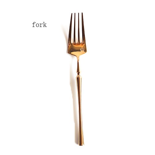 Ensemble de couverts en acier inoxydable or rose brillant, outils en acier inoxydable, excellents accessoires de cuisine cuillère avec boîte à déjeuner couteau et fourchette: fork
