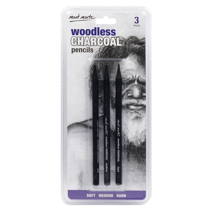 3 kvaliteter/sæt hårdt/medium/blødt træfrit kul blyantsæt skitse blyant tegneværktøj brevpapir til kunstmaling