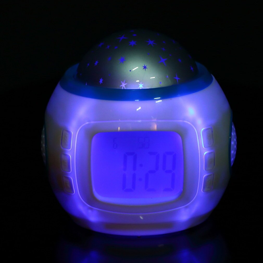 Wekker Color Change Star Backlight Muziek Projector Sky Digitale Projectie Bureau Tafel Klok