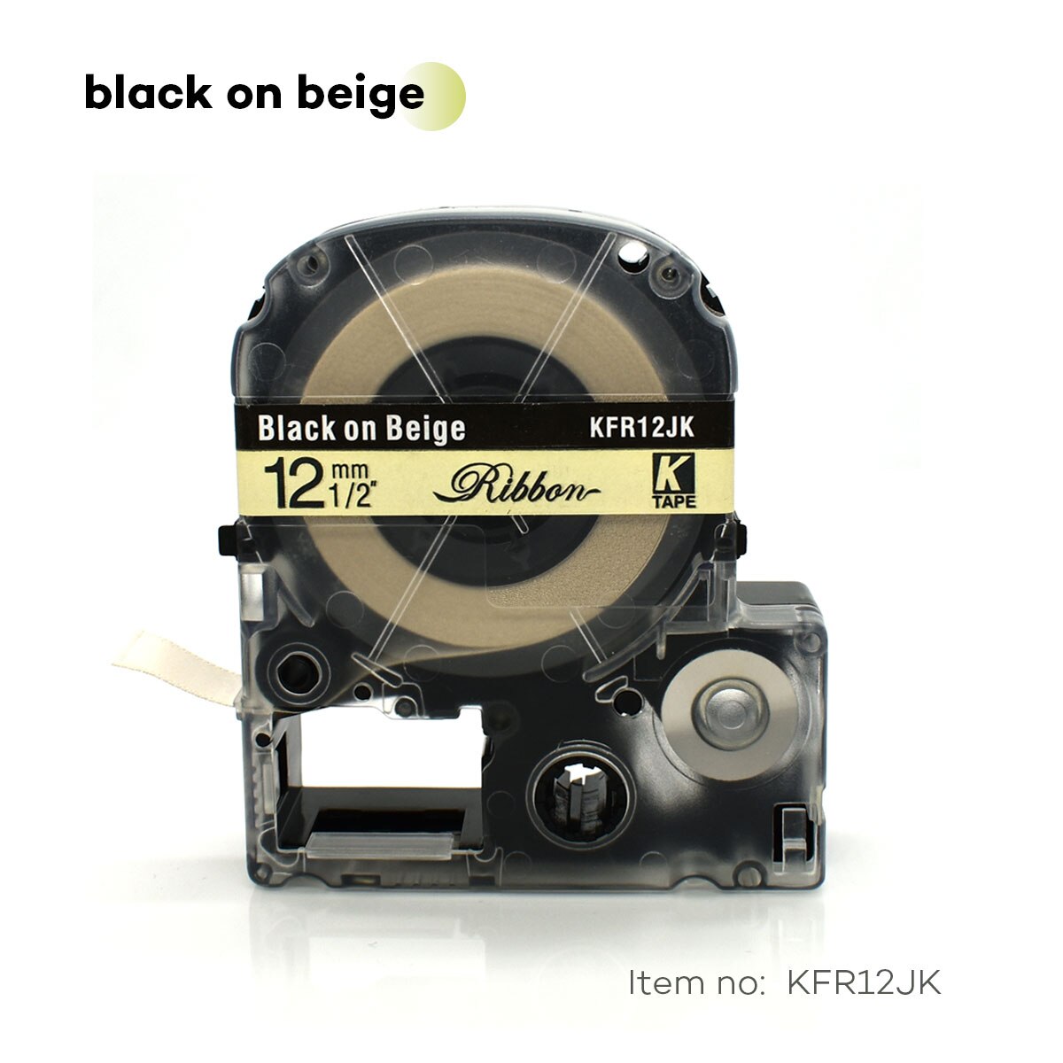 Satin Ribbon Labeling Tapes 12mm*5m SFR12BK SFR12PK SFR12KZ SFR12NZ SFR12RZ Compatible Epson KingJim Label Printer LW-300 LW-700: black on beige