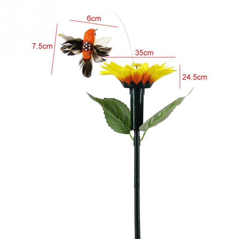 Yard Craft Solar Power Dancing Flying Vibration Simulation Home Electric Hummingbird Fluttering Sun Flower Decoration Garden