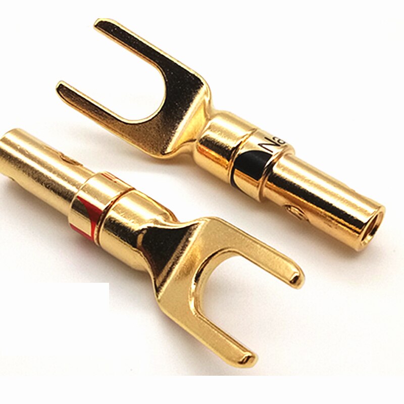 8-50 stücke Hifi Audio- Schraube Gabel Stecker Adapter Nakamichi Durcheinander Gold überzogen und Silber Überzogene Y Spaten Lautsprecher stecker