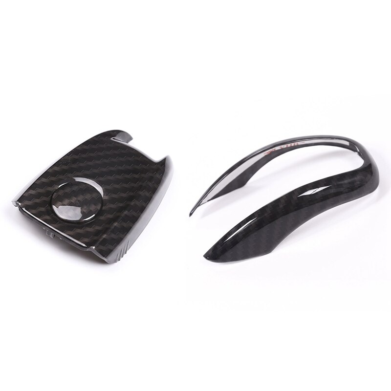 1Pcs Carbon Fiber Stijl Abs Plastic Sleutel Shell Cover Trim & 1Pcs Abs Plastic Gear Shift Head Cover trim