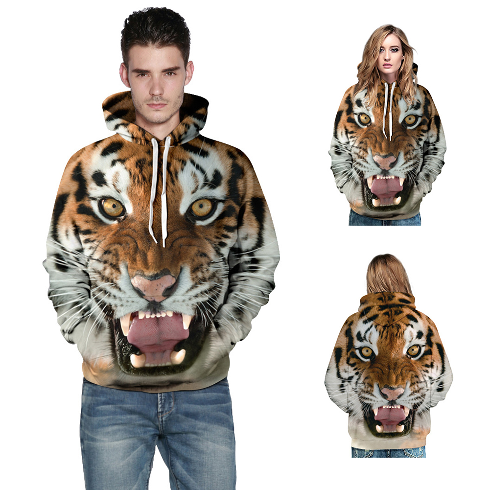 Unisex Cool 3D Tiger Print winter hoodie pullover animal pattern Sport hoodies