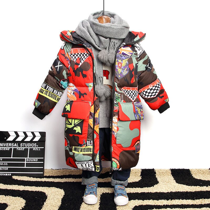 90% Katoen Binnen Rusland Winter Jongens Down Jas Winddicht Warm Kinderen Donsjack Tiener Jongens Katoen Gevoerde Kleding 3-14T: 2 / kid 7-8T