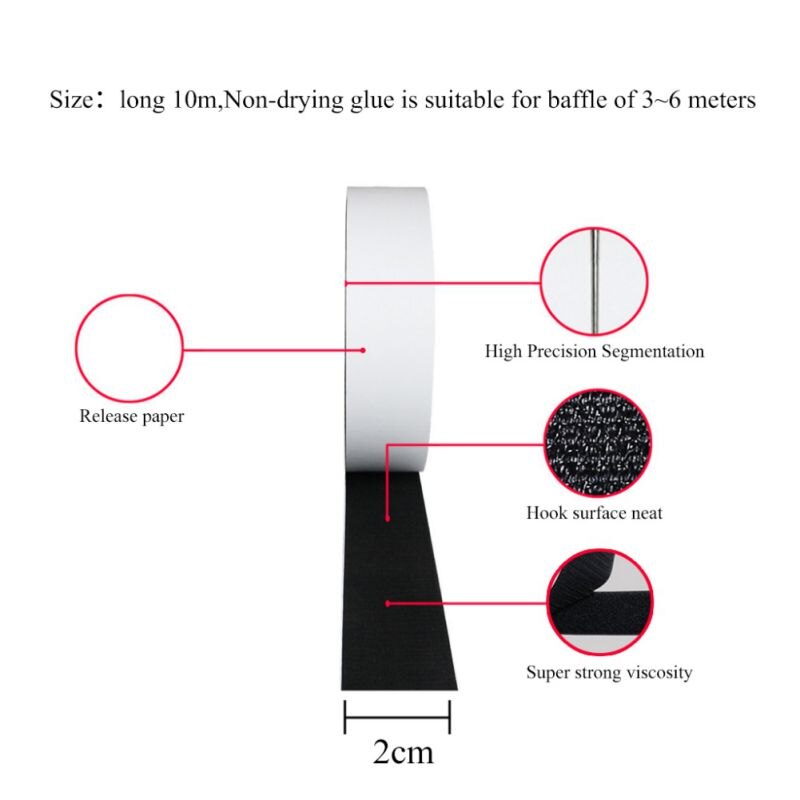 32.8FT/10M Self Adhesive Nylon Clasp Tape Sticky Back Strip Fastener Mounting Tape Black Hook Double-sided glue magic sticker