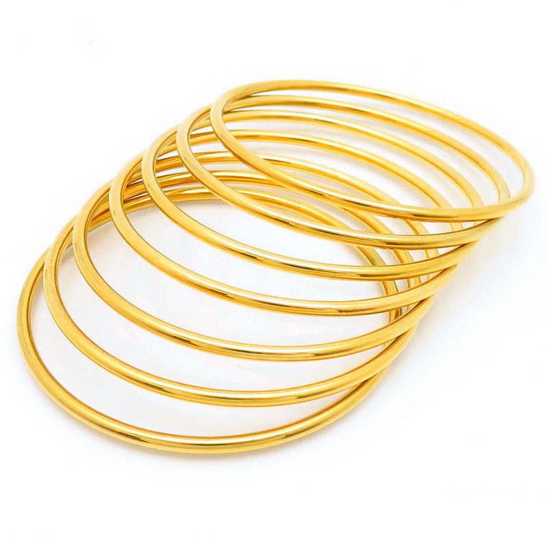 Simple Stainless Steel Bracelet For Women Men Gold Silver Color Geometry Wire Round Bangle Female Trendy Jewelry Wristband: SILVER PLATED