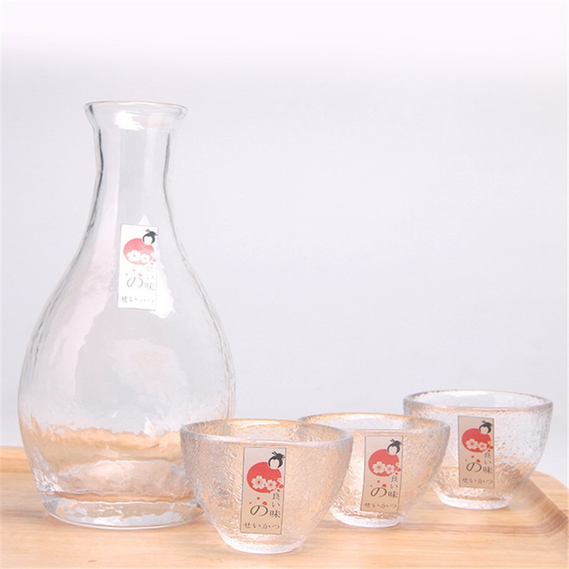 4 stuks japanse sake set wijnfles heupfles likeur sake pot beker glas wodka sake beker set witte wijn beker barset 1 pot 3 bekers: 300ml duidelijk