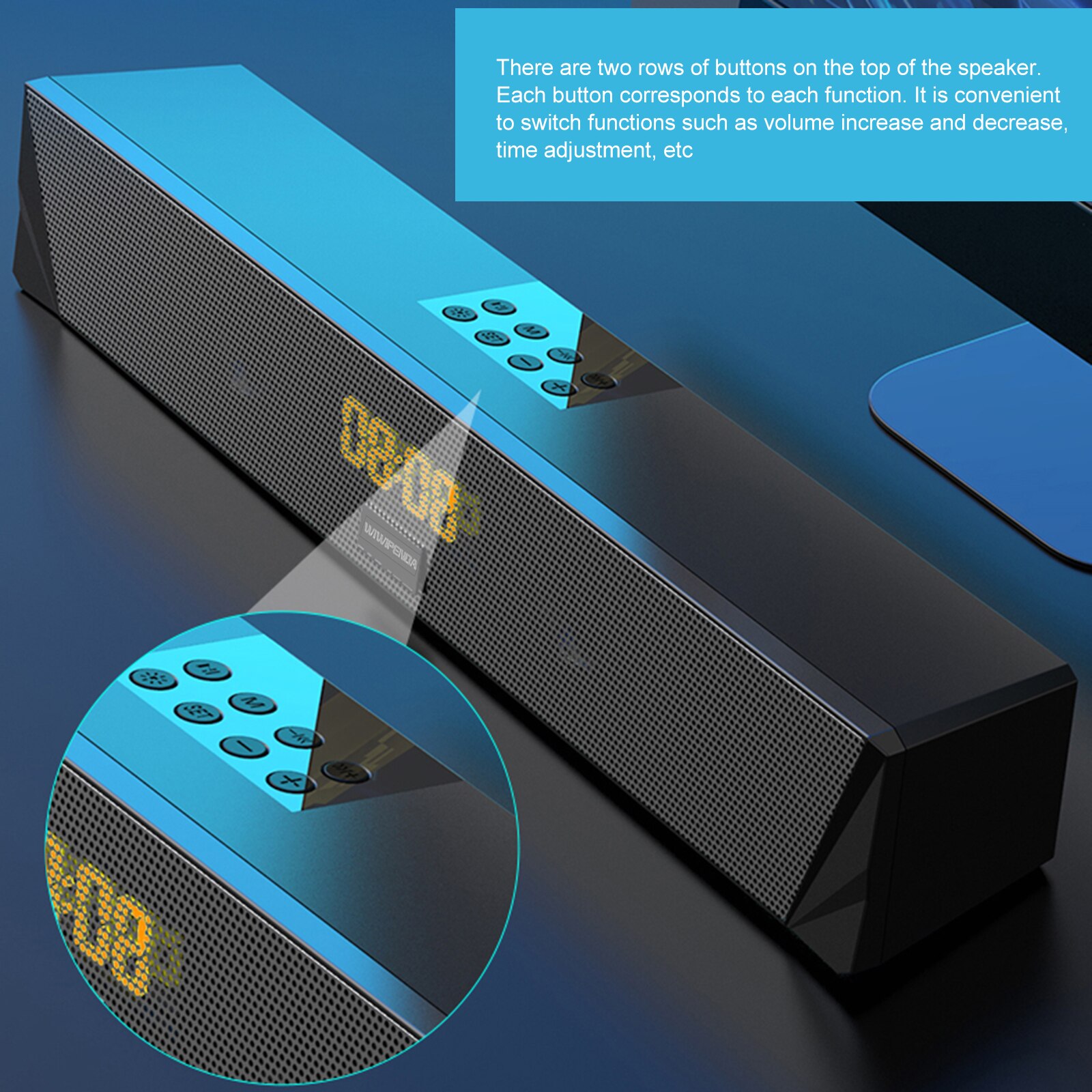 L7 desktop luidsprekers draadloos bluetooth 5.0 soundbar wekker tijdweergave 10w luidsprekers aux-ingang usb tf-kaart muziekweergave