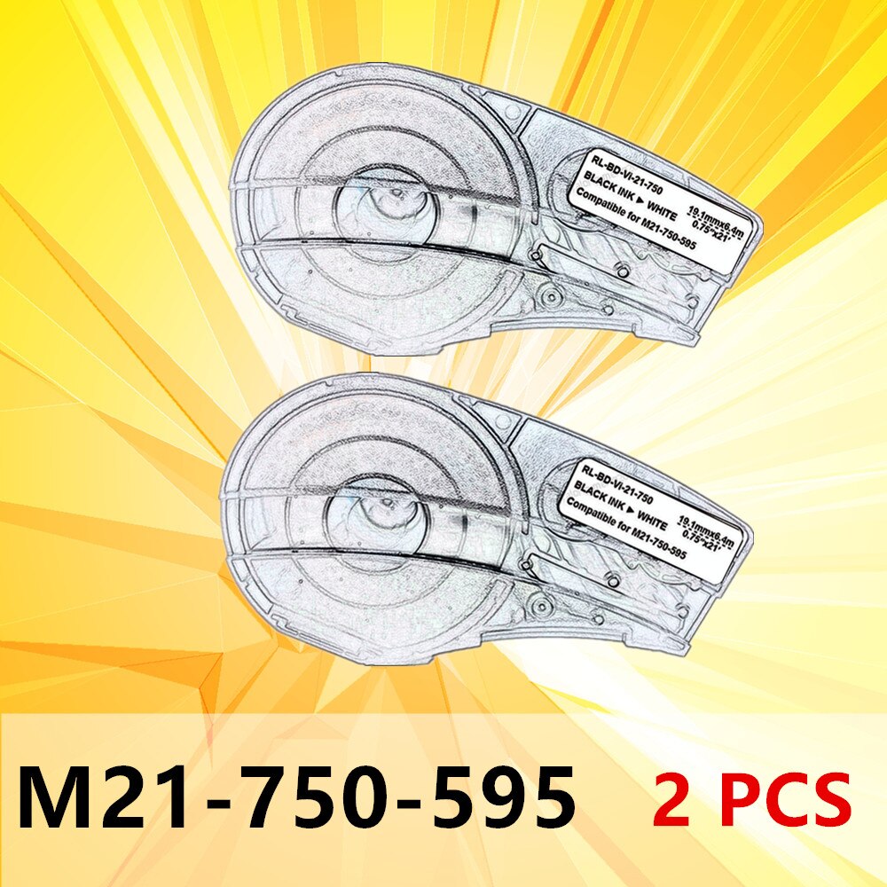 Label Tape M21 750 595 Ribbon Black on White 19.1mm Width 0.75 Compatible for BMP21 PLUS IDPAL LABPAL Label Printer: 2 Pack