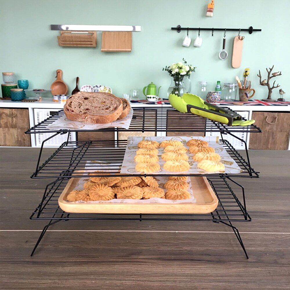 3 lag stablet trådgitter kølebakke kage madriste ovn køkken bagning pizza brød grill cookie kiks holder hylde zxh