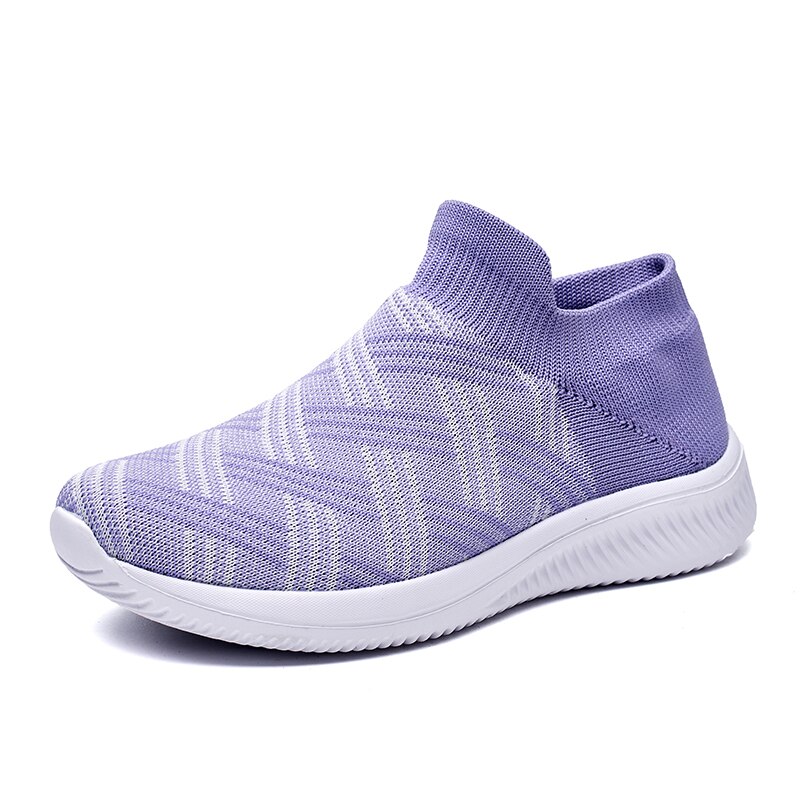 Women Stretch for Casual Shoes Mesh Flat Walking Shoes Sneakers Weaving Socks Sneakers Casual Student Breathable Female: Purple / 40