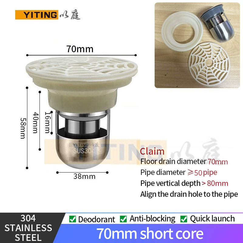 Kitchen Bathroom Toilet Floor Drain Core Deodorant And Insect Proof Anti-Blocking Anti-Water Abs Plastic Floor Drain Core: Lavender