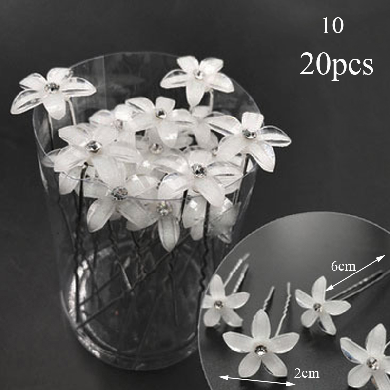20 pçs feminino grampos de cabelo flor hairpin vara casamento nupcial cristal pérola grampos de cabelo em forma de u presilhas acessórios para o cabelo: Dourado