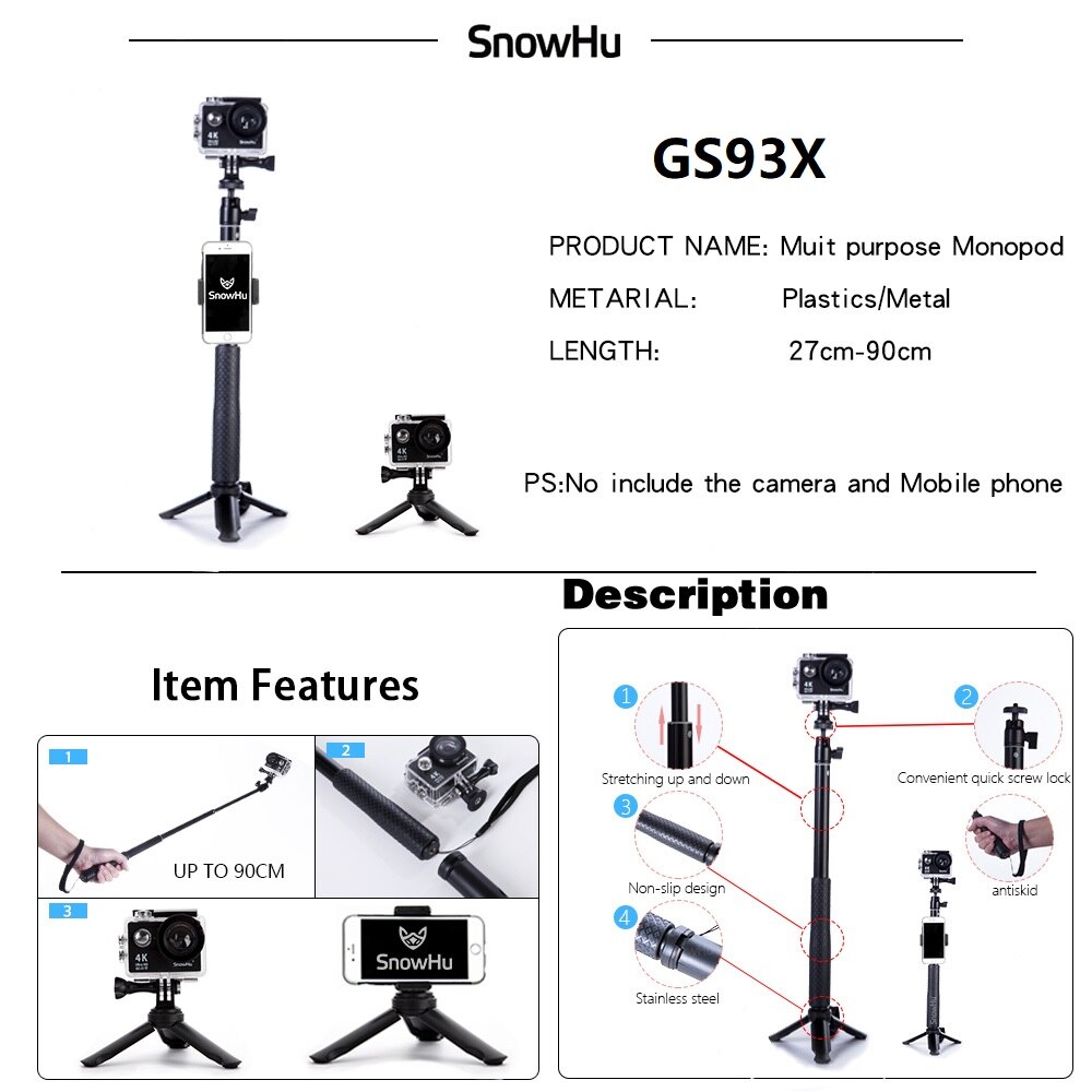 Snowhu Voor Gopro Hero 8 Zwart Set 45M Onderwater Waterproof Case Camera Duiken Behuizing Mount Voor Gopro Accessoire GS93