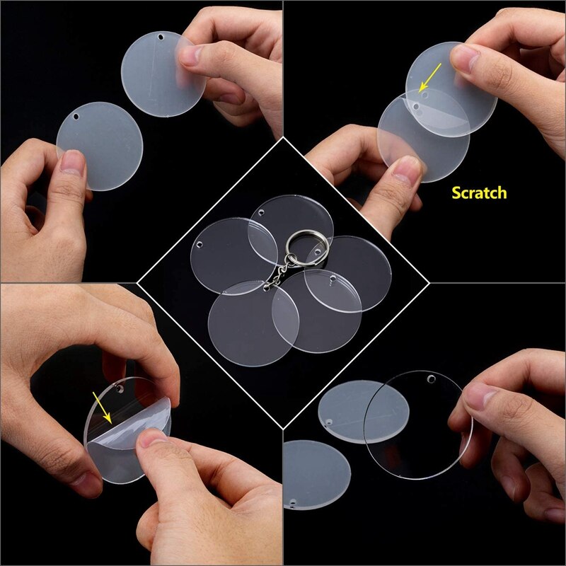 64 Stck Acryl transparent Scheiben leer Schlüsselanhänger Kreis Schlüssel Ketten und Quaste Anhänger Schlüsselring für DIY Projekt und Handwerk