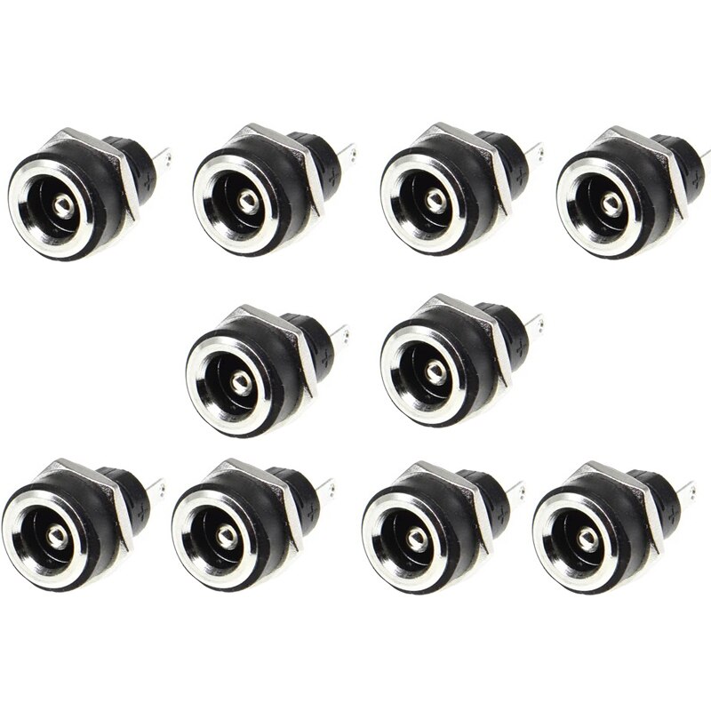 10PCS DC Power Connector pin 2.1x5.5mm Female Plug Jack + Male Plug Jack Socket Adapter PCB Mount DIY Adapter Connector 5.5x2.1: Female Jack 10 type1