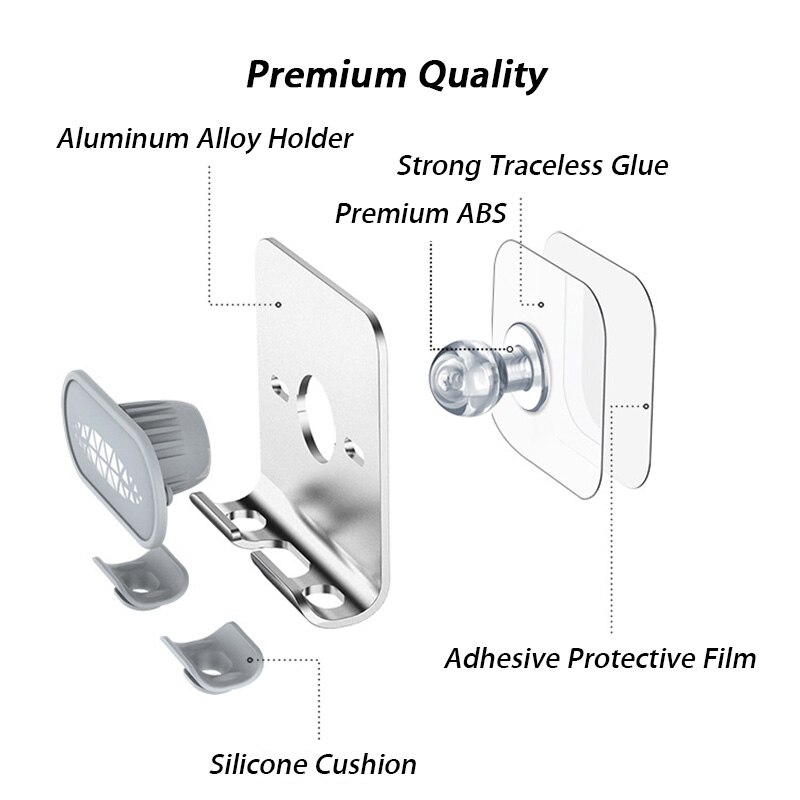 Metal Wall Mount Phone Holder Stand for Smartphone Tablet Shower Phone Holder Wall Mounted Organizer Storage Adjustable Bracket