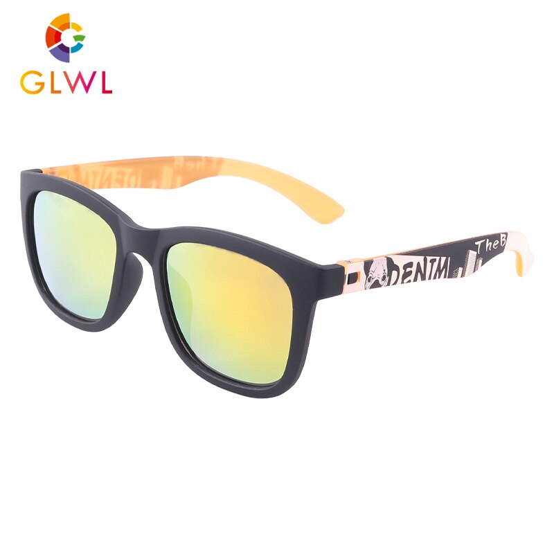 Kids Zonnebril Jongens Stijlvolle Coating Zonnebril Sport Kinderen Lenzenvloeistof Baby Retro Peuters Sunglass Big Schaduw Vierkante Lenzen