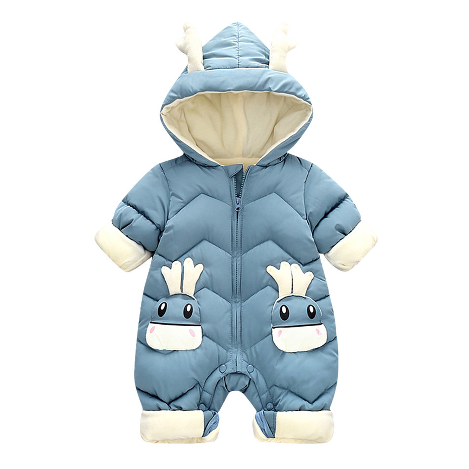 Pasgeboren Winter Romper 2022 Baby Snowsuit Plus Fluwelen Dikke Baby Jongens Jumpsuit Baby Meisjes Overalls Peuter Jas Kinderkleding: Blue  / 12-18M